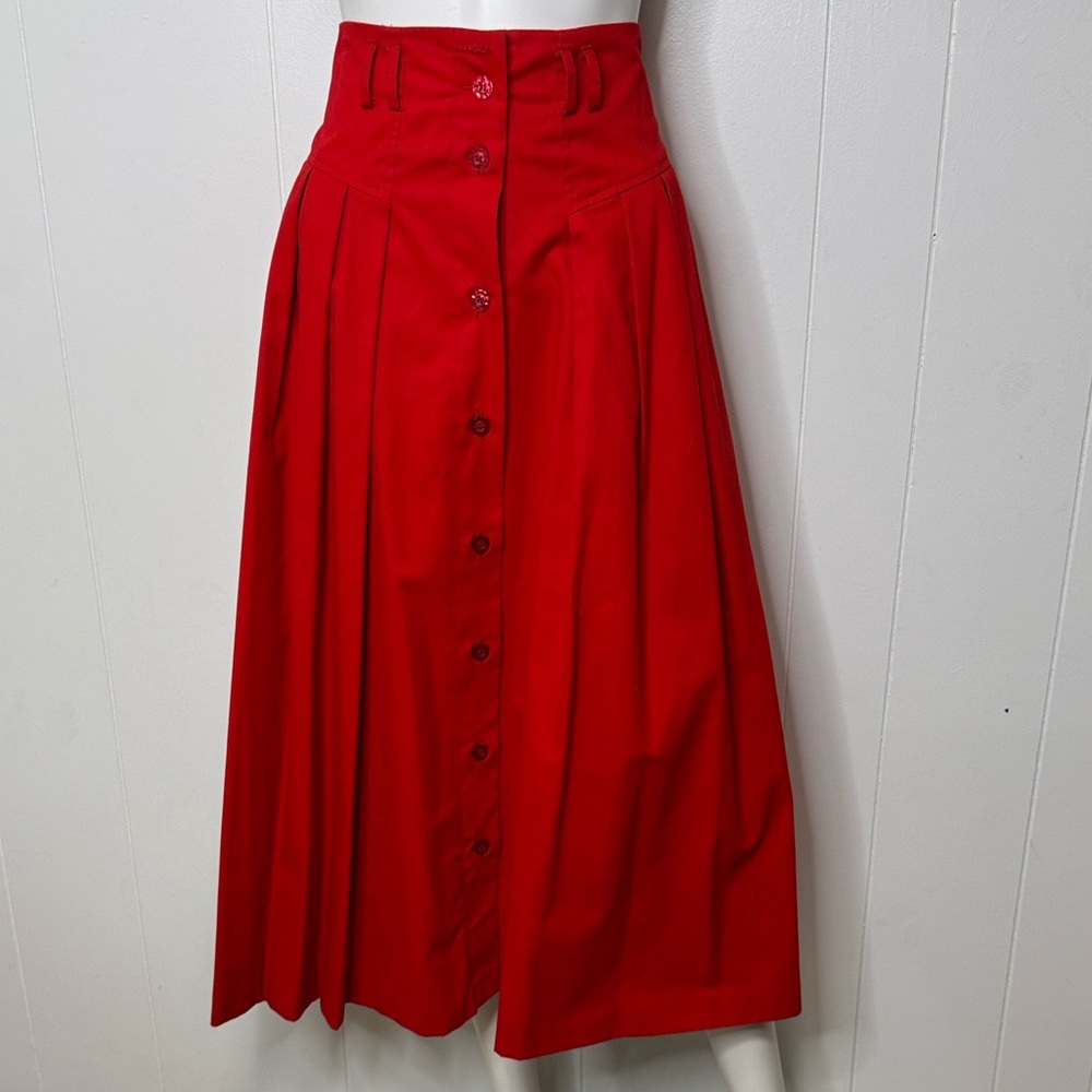 Vintage red maxi skirt button down size 12 counterparts